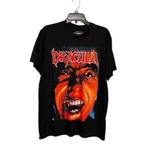 Dracula Horror Graphic Tee Black Short Sleeve‎ Medium 100% Cotton By Horror Line
